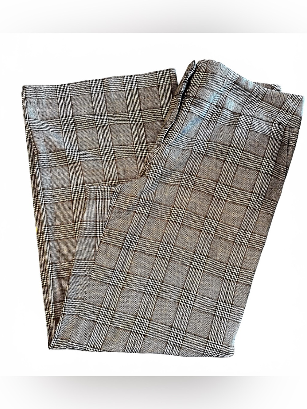Talbots Women's Glen Plaid Dress Pants, Size 12 Wide Leg Stretch Office Career